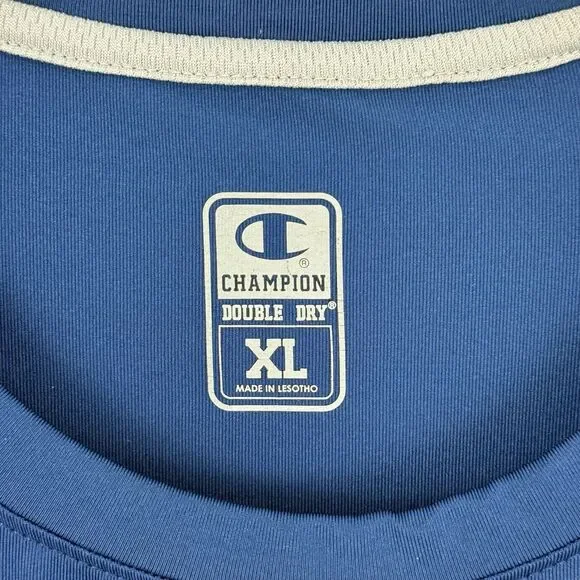 Mens Champion Double Dry Size XL Athletic Navy Blue Shirt Long Sleeves - Picture 7 of 16